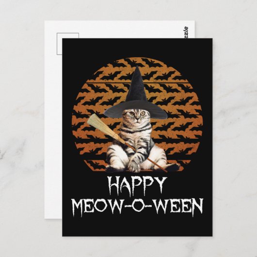 Happy Meow-o-ween Briefkaart (Voorkant / Achterkant)