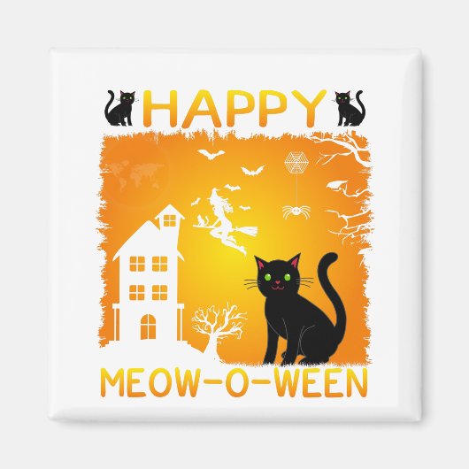 Happy Meow-O-Ween Magneet (Voorkant)