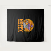 Happy Meow O Ween Pumpkin Cat Witch Full Moon Hall Wandkleed (Voorkant (horizontaal))