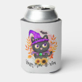 Happy Meow-o-ween -Zwarte Heks Kat Blikjeskoeler (Blikje Achterkant)