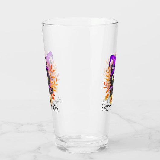 Happy Meow-o-ween -Zwarte Heks Kat Glas (Links)