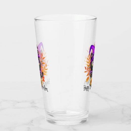 Happy Meow-o-ween -Zwarte Heks Kat Glas (Rechts)