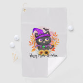 Happy Meow-o-ween -Zwarte Heks Kat Golfhanddoek (Insitu)