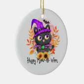 Happy Meow-o-ween -Zwarte Heks Kat Keramisch Ornament (Rechts)
