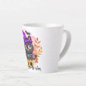 Happy Meow-o-ween -Zwarte Heks Kat Latte Mok (Rechterhoek)