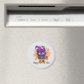 Happy Meow-o-ween -Zwarte Heks Kat Magneet (Insitu (Vaatwasser))