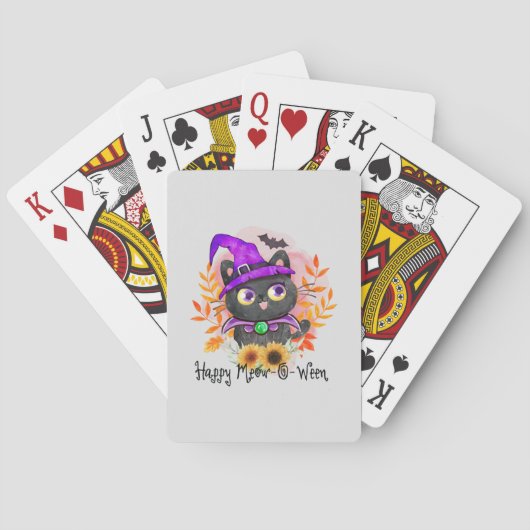 Happy Meow-o-ween -Zwarte Heks Kat Pokerkaarten (Achterkant)