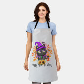 Happy Meow-o-ween -Zwarte Heks Kat Schort (Gedragen)
