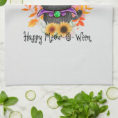 Happy Meow-o-ween -Zwarte Heks Kat Theedoek (Gevouwen)