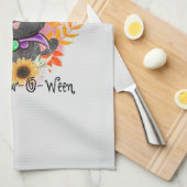 Happy Meow-o-ween -Zwarte Heks Kat Theedoek (Quarter Fold)