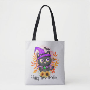 Happy Meow-o-ween -Zwarte Heks Kat Tote Bag