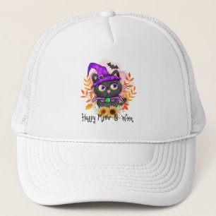 Happy Meow-o-ween -Zwarte Heks Kat Trucker Pet