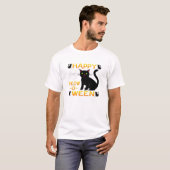 Happy Meow-O-Ween – Zwarte katten T-shirt (Voorkant volledig)