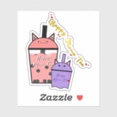 Happy Meow Tea Vinyl Sticker (Vel)