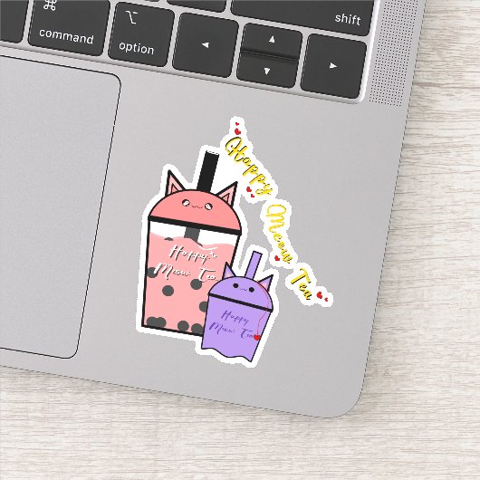 Happy Meow Tea Vinyl Sticker (Detail)
