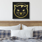 Happy Meow Year - Aangepaste achtergrondkleur Canvas Afdruk (Insitu (Slaapkamer))