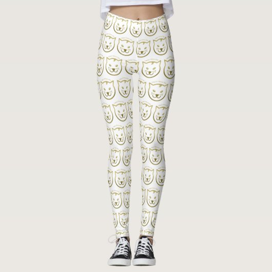 Happy Meow Year - Aangepaste achtergrondkleur Leggings (Voorkant)
