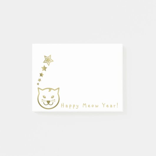 Happy Meow Year - Aangepaste achtergrondkleur Post-it® Notes (Voorkant)