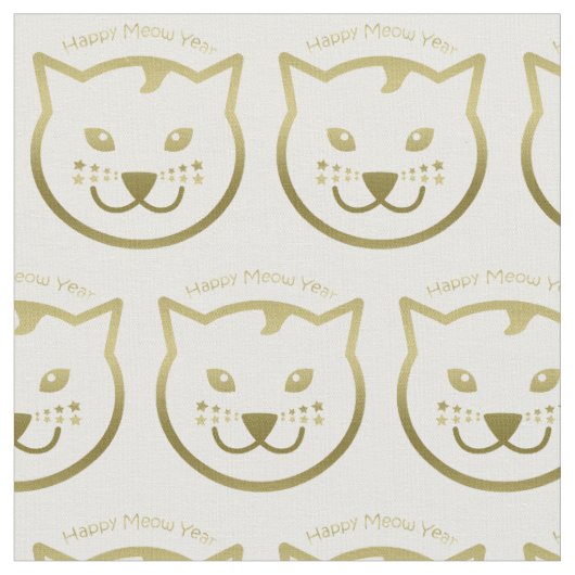 Happy Meow Year - Aangepaste achtergrondkleur Stof (Close Up)