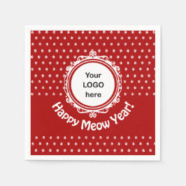 'Happy Meow Year' Cat Business Papier Servet