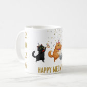 Happy Meow Year Party Cats New Year's Mug Koffiemok (Voorkant links)