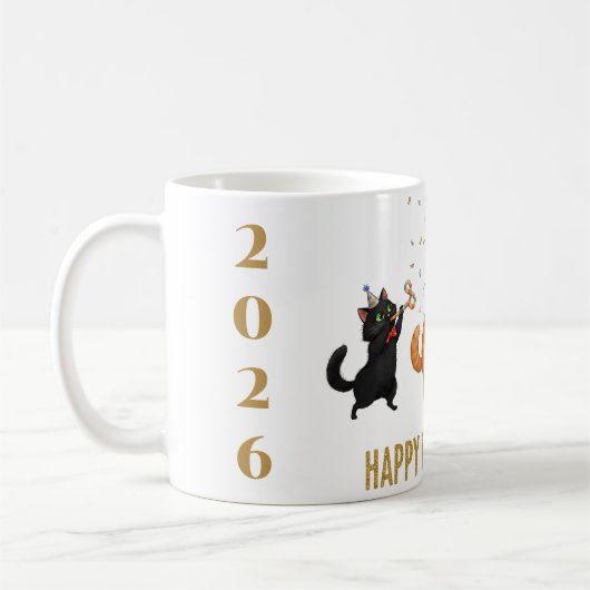 Happy Meow Year Party Cats New Year's Mug Koffiemok (Links)