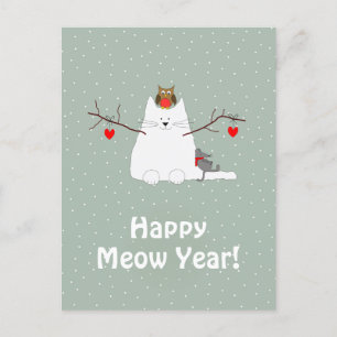 'Happy Meow Year' Snowcat Briefkaart