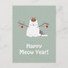 'Happy Meow Year' Snowcat Briefkaart