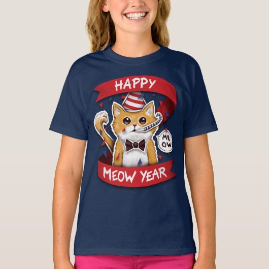 Happy Meow Year - Succesjaar Mots T-shirt spel (Voorkant)