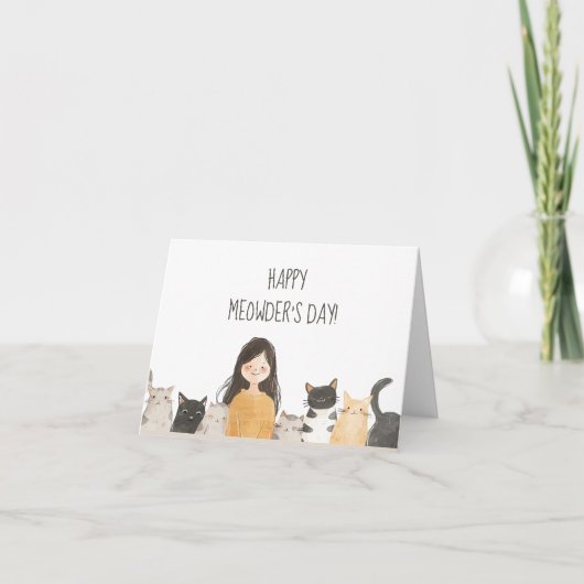 Happy Meowder's Day Crazy Cat Lady Moederdag Kaart (Voorkant)