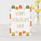 Happy Meowder's Day Kat Mam Schattige Moederdag Kaart (Gele Bloem)