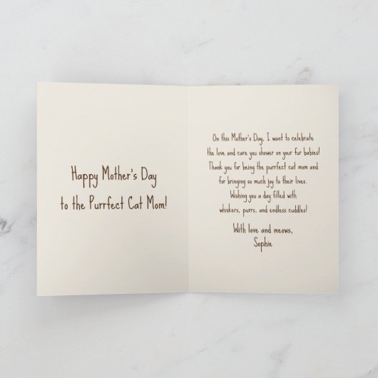 Happy Meowder's Day Schattige Kat Mam Moederdag Kaart (Binnen)