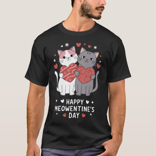 Happy Meowentine Day Grappig T-shirt (Voorkant)