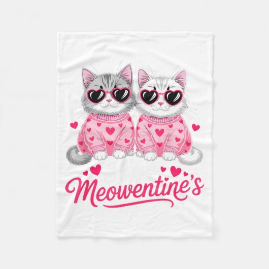 Happy Meowentine’s Cute Romantic Cats Couple Valen Fleece Deken (Voorkant)