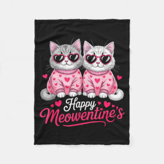 Happy Meowentine’s Cute Romantic Cats Couple Valen Fleece Deken