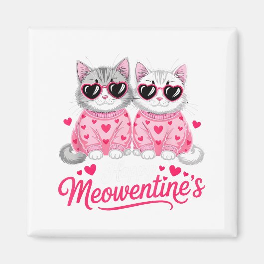 Happy Meowentine’s Cute Romantic Cats Couple Valen Magneet (Voorkant)