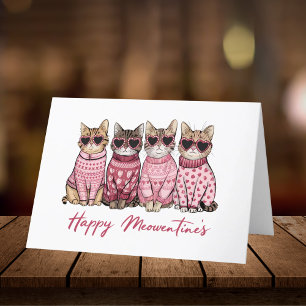 Happy Meowentine's Cats in Sweaters Valentijn's Bedankkaart
