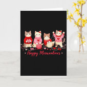 Happy Meowentines Cute Cat Valentine Love Crochet  Kaart (Gele Bloem)