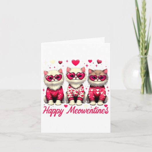 Happy Meowentines Cute Valentine Cats Love Funny C Kaart (Voorkant)