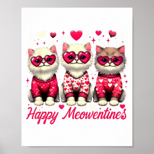 Happy Meowentines Cute Valentine Cats Love Funny C Poster (Voorkant)