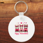 Happy Meowentines Cute Valentine Cats Love Funny C Sleutelhanger (Voorkant)