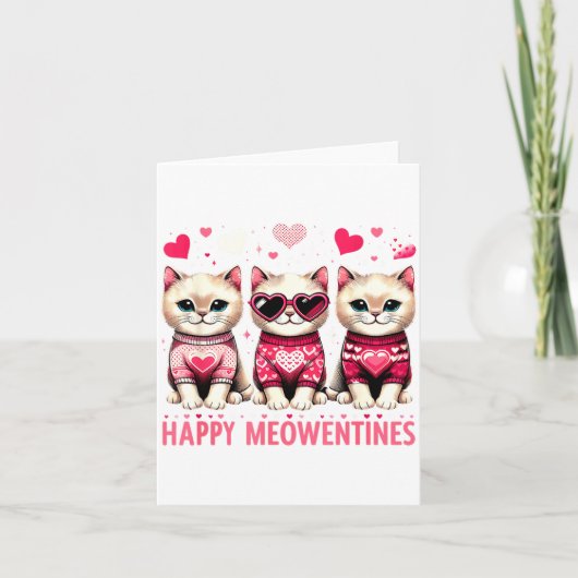 Happy Meowentines Cute Valentine Cats Love Funny M Kaart (Voorkant)