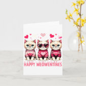 Happy Meowentines Cute Valentine Cats Love Funny M Kaart (Gele Bloem)