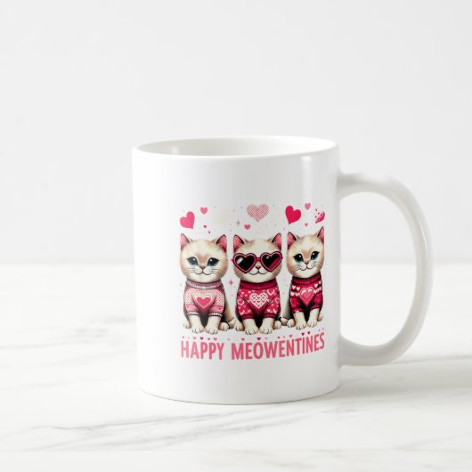 Happy Meowentines Cute Valentine Cats Love Funny M Koffiemok (Rechts)