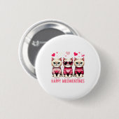 Happy Meowentines Cute Valentine Cats Love Funny M Ronde Button 5,7 Cm (Voorkant /achterkant)