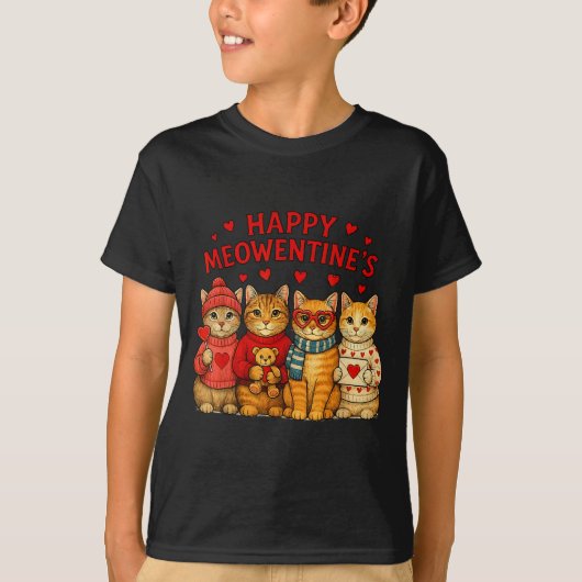 Happy Meowentines Cute Valentine Cats Love Men Wom T-shirt (Voorkant)