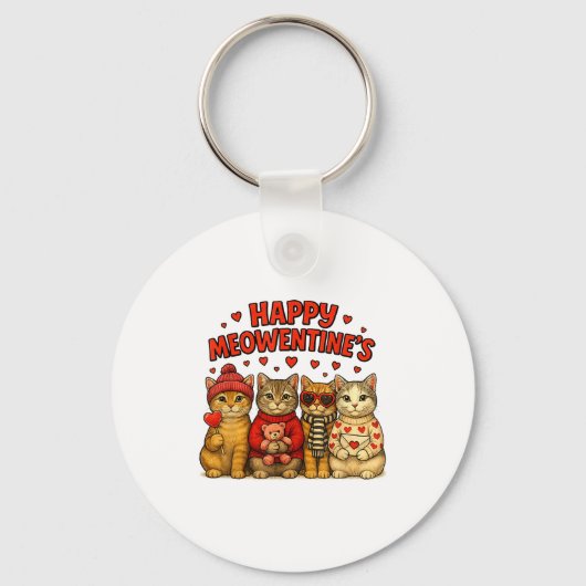 Happy Meowentines Cute Valentine Cats Love Women M Sleutelhanger (Voorkant)