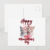 Happy Meowentine's Day Cat Couple Valentijnse Briefkaart (Voorkant / Achterkant)