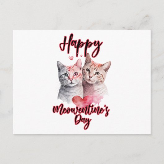 Happy Meowentine's Day Cat Couple Valentijnse Briefkaart (Voorkant)