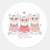 Happy Meowentines Day Cat Ronde Sticker (Voorkant)